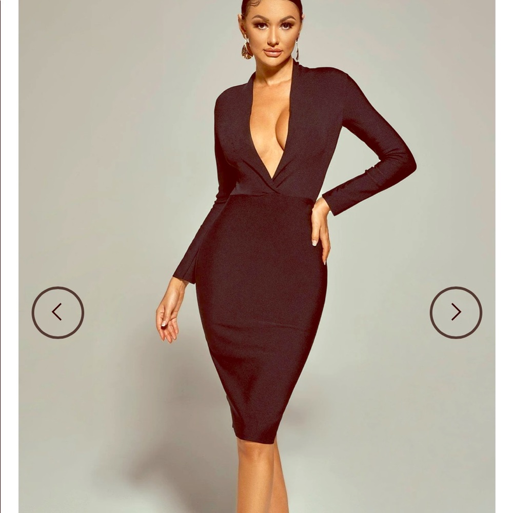 Bodycon Bandage Dress - Navy blue- xs